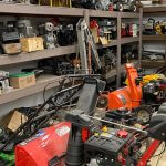 image of outdoor power equipment in shop
