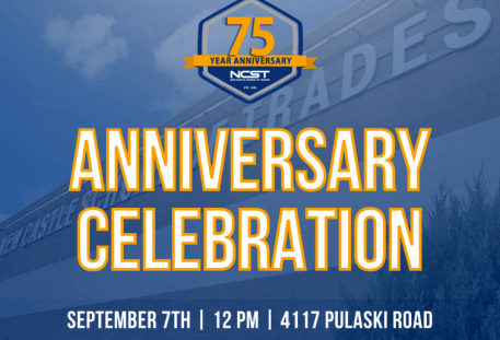 Image of NCST building, a blue overlay with 75th year anniversary logo at the top and text that reads "Anniversary Celebration Recap" in the center. Text at the bottom reads "September 7th | 12 PM | 4117 Pulaski Road"