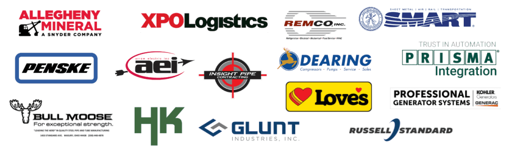 Logos of Gold level sponsors for the 2023 Job Fair on a white background