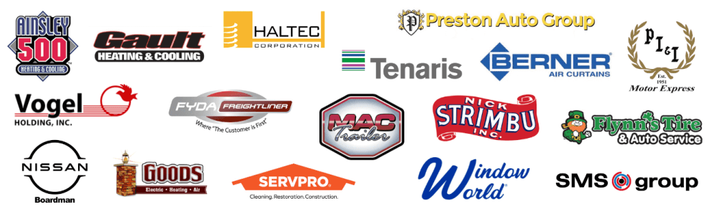 Logos of Platinum level sponsors for the 2023 Job Fair on a white background