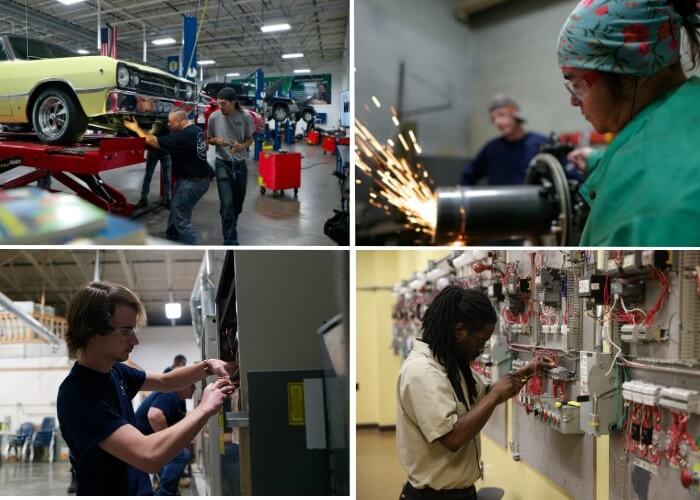 Collage of evening training programs at New Castle campus