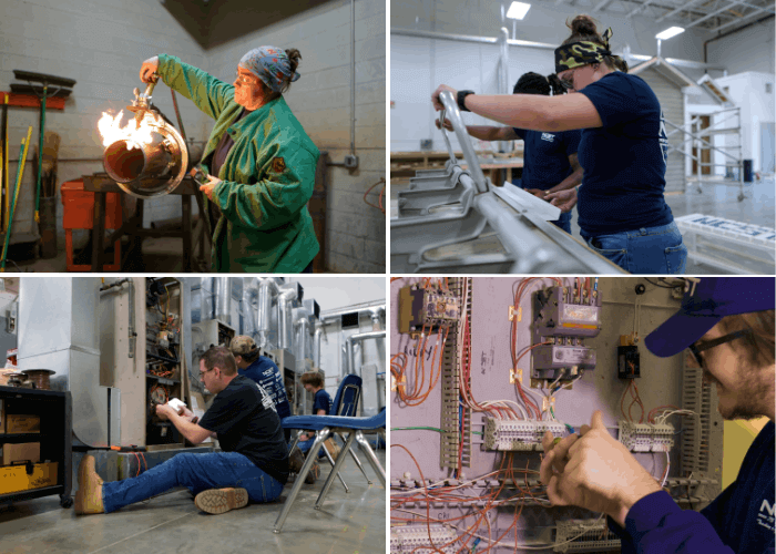 Collage of daytime training programs at New Castle campus