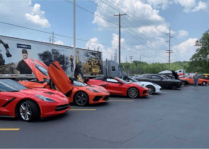 Multiple luxury cars parked in NCST's parking lot